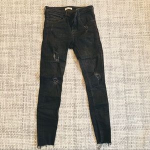 Zara distressed black skinny jeans
